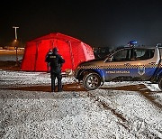 POLAND UKRAINE BORDER TRUCK TENTS