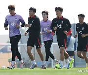 훈련하는 대한민국 축구 국가대표팀