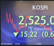 코스피, 외인·기관 '팔자'에 8거래일 연속 하락…2520선 마감[마감시황]