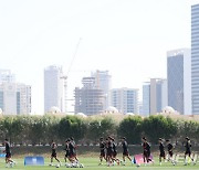 훈련하는 대한민국 축구 국가대표팀 선수들