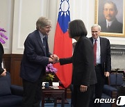 대만 총통 예방하는 미국 비공식 대표단