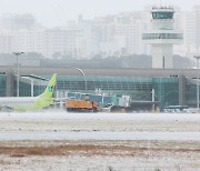 최대 30㎝ 제주 폭설로 항공편 무더기 결항...눈길 사고 잇따라