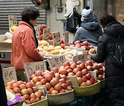 전통시장 과일 구매하는 시민들