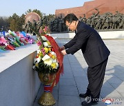 중국 랴오닝성 문화대표단, 김일성·김정일 동상에 헌화