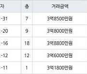 수원 영통동 영통센트럴파크뷰 59㎡ 3억8500만원에 거래