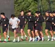 회복 훈련하는 대한민국 축구 국가대표팀