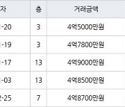 수원 매탄동 매탄현대힐스테이트 59㎡ 4억5000만원에 거래