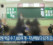 강원 학급 수 7,400여 개…지난해보다 92개 감소