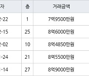 하남 망월동 하남미사강변부영아파트 84㎡ 7억9500만원에 거래