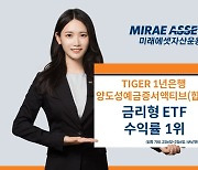 미래에셋 1년 은행 TIGER ETF, 금리형 종목  수익률 1위