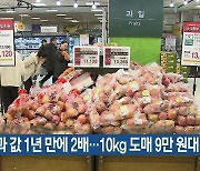 사과 값 1년 만에 2배…10kg 도매 9만 원대