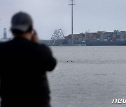 美 '교량 붕괴' 현장 촬영하는 시민들