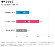 [대구 중구남구] 국민의힘 김기웅 42.3%, 민주당 허소 23.2%, 무소속 도태우 20.3%