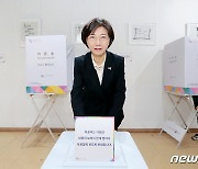 '옥중 출마' 송영길 소나무당 대표 배우자 광주 자택 인근서 투표