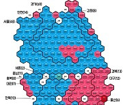 [오마이뉴스 그래픽] 177대 75... 한눈에 보는 방송3사 지역구 254개 출구조사