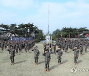 출정신고하는 육군 8기동사단 미 NTC 훈련단