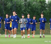 8강전 앞두고 훈련하는 U-23 한국 대표팀