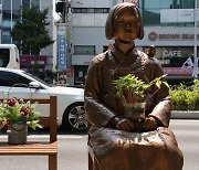 Man slammed for placing sushi, Japanese beer on 'comfort woman' statue in Busan