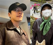 김우빈, ♥신민아와 럽스타?..브라운 자켓+캡모자 '은근한 커플룩'