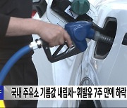 국내 주유소 기름값 내림세‥휘발유 7주 만에 하락 전환