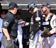 [MD포토] 오스틴 달래는 강백호 '고의는 아니었어'