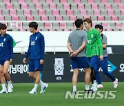 가볍게 몸 푸는 축구대표팀