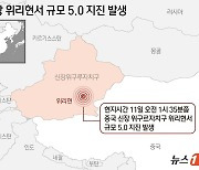 [그래픽] 중국 신장 위리현서 규모 5.0 지진 발생