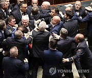 Italy Parliament Fight