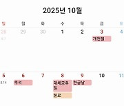 내년 추석 연휴 1주일…개천절부터 한글날까지 쉰다