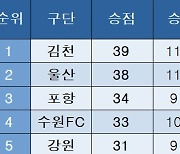 [K리그1] 중간 순위(29일)