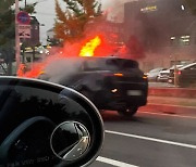 서울 강남서 도로 달리던 차량에 불…인명피해 없어