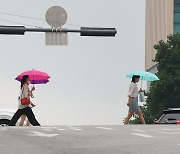 장맛비에 우산 쓴 시민들