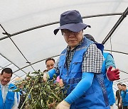 수해 복구 돕는 이재명 후보