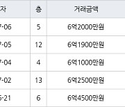 성남 정자동 정자한솔마을주공6차 37㎡ 6억2500만원에 거래