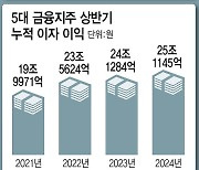 5대금융, 순익 역대 최대치…이자이익만 25조