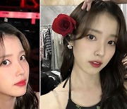 섹시하고 몽환적인…아이유, 장미꽃과 레드립으로 연출한 고혹적인 미모