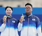 '압도적 경기력' 김우진·임시현, 이제 목표는 남녀 동반 '3관왕'[파리 2024]