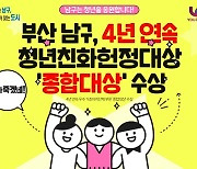 부산 남구, 청년친화헌정대상 '종합대상' 4연속 수상