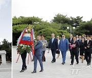 주북 러시아 대사관, 광복79주년 맞아 北 해방탑에 화환 진정