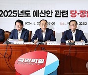 예산안 관련 당·정협의회서 발언하는 추경호 원내대표