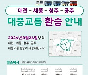 대전-세종 대중교통 환승할인 26일부터 청주·공주까지 확대