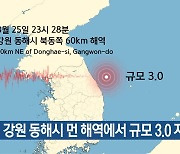 강원 동해시 먼 해역에서 규모 3.0 지진