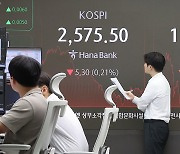 코스피 2,570대로 하락 마감