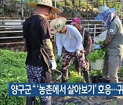 양구군 “‘농촌에서 살아보기’ 호응…귀촌 잇따라”