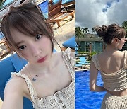 르세라핌 사쿠라, 파격 쇄골 타투+수영복 자태…아직 여름이네 [MD★스타]