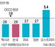 한국 의사 수 'OECD 꼴찌'…소득은 최상위권