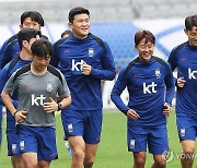 이라크전 앞두고 훈련하는 축구 국가대표팀 선수들