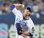 삼성 원태인, 6⅔이닝 1실점 쾌투…개인 첫 PS 승리 눈앞