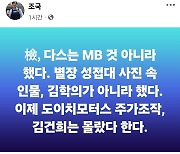 조국, 김 여사 불기소에 '다스는 누구 겁니까' 소환