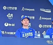 한국시리즈 미디어데이 참석한 삼성 박진만 감독-강민호-김영웅[포토]